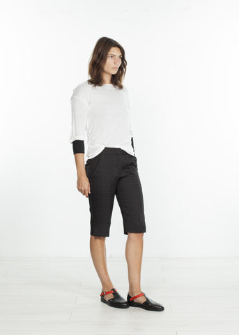 Image of Square Stitch Knee Short in Black