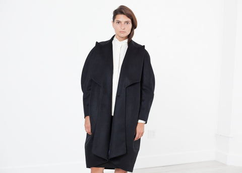 Image of Shahmeena Cocoon Coat in Black