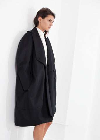 Image of Shahmeena Cocoon Coat in Black