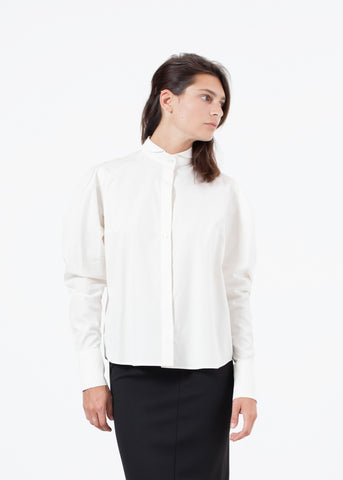 Image of Trim Collar Poplin Blouse in Off White