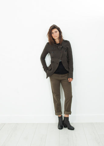 Image of Sueded Cotton Pant in Khaki