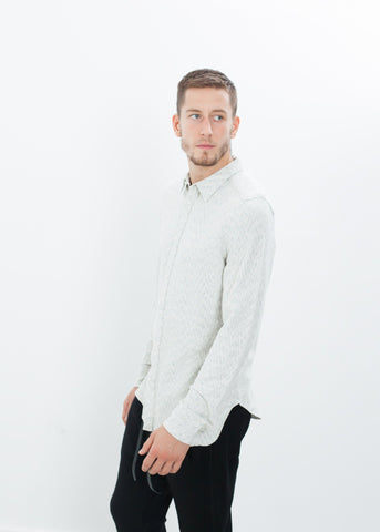 Image of Kasuri Jersey Button-Up in Ivory/Black