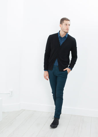 Image of Hidden Placket Cardigan in Black