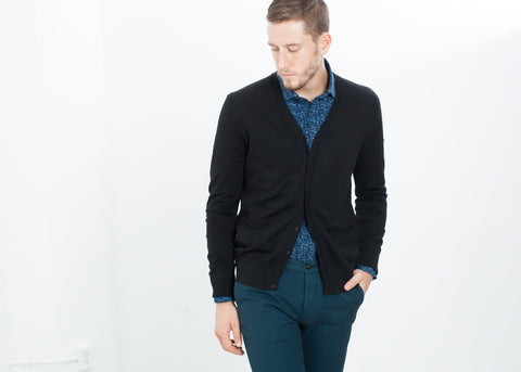 Image of Hidden Placket Cardigan in Black