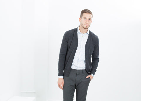 Image of Hidden Placket Cardigan in Charcoal