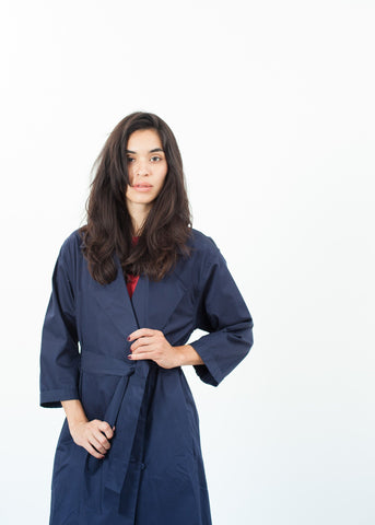 Image of Sateen Trench in Navy