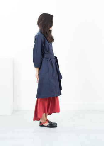 Image of Sateen Trench in Navy
