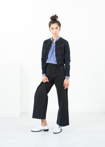 Image of Quilt Pattern Cardigan in Black/Navy