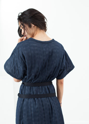 Image of Quilted Mesh T-Shirt Dress in Navy