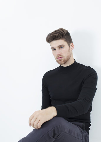 Image of Merino Knit Turtleneck in Black