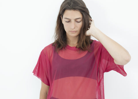 Image of Mesh Over Dress in Pink