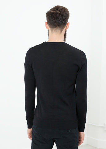 Image of Button Shoulder Pullover in Black