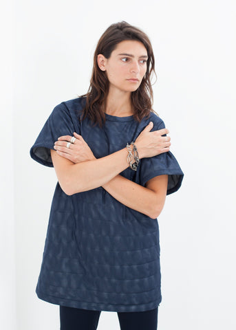 Image of Quilted Mesh Mini Dress in Navy