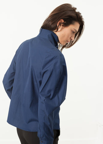 Image of Full Collar Poplin Blouse in Navy