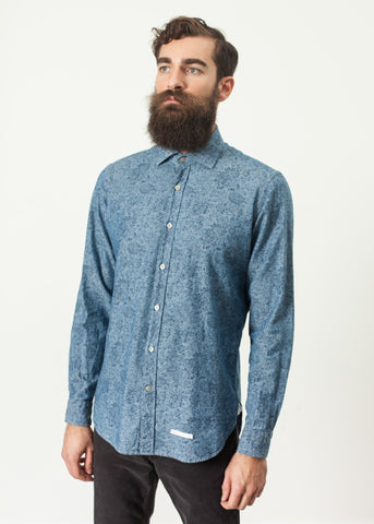 Image of Floral Button-Up in Blue