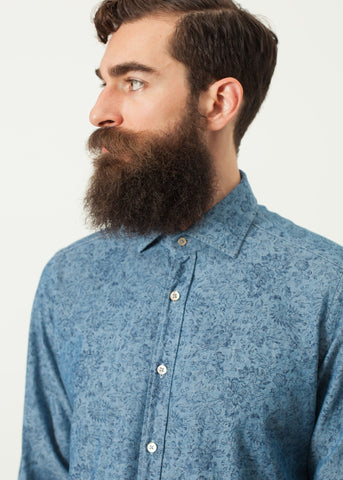 Image of Floral Button-Up in Blue