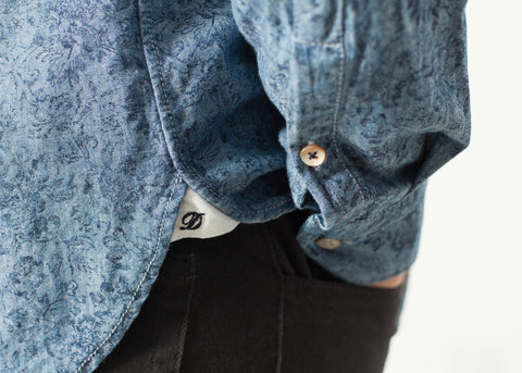 Image of Floral Button-Up in Blue