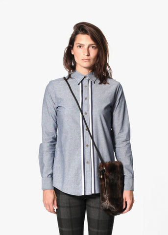 Image of Chambray Boyfriend Shirt in Blue