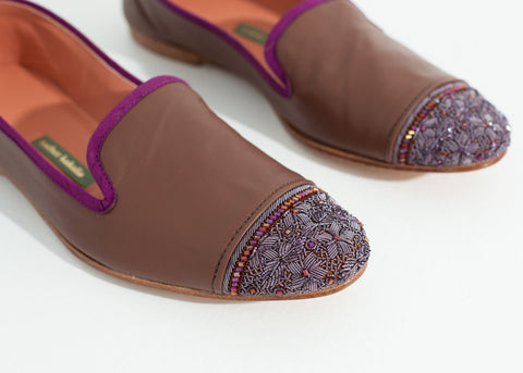 Image of Bizi Cap Toe Loafer in Rose/Aubergine