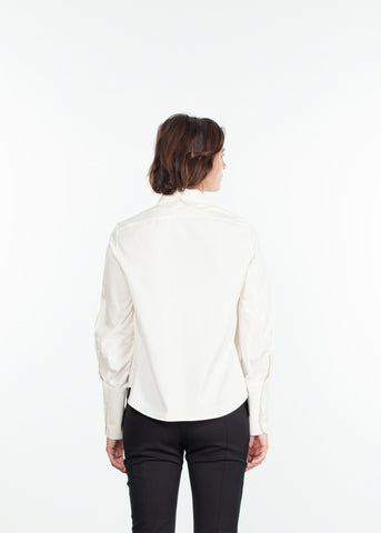 Image of Trim Collar Poplin Blouse in Off White