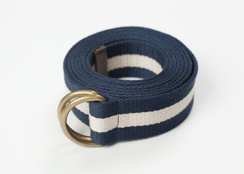 Image of Striped Web Belt in Navy/White