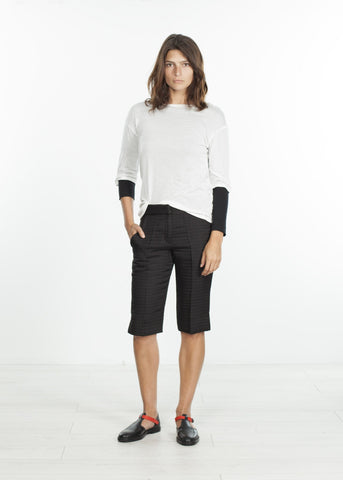 Image of Square Stitch Knee Short in Black