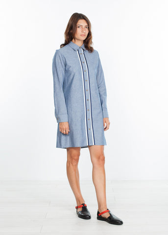 Image of Chambray Shirtdress in Blue