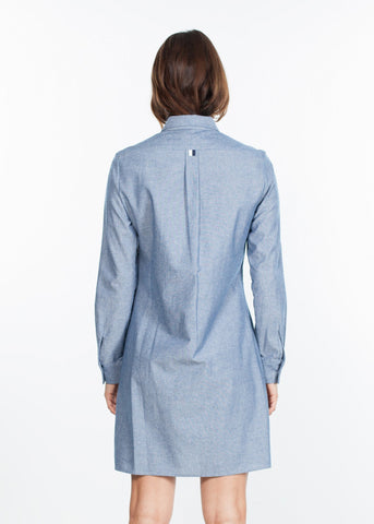 Image of Chambray Shirtdress in Blue