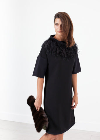 Image of Ostrich Plume Dress in Black