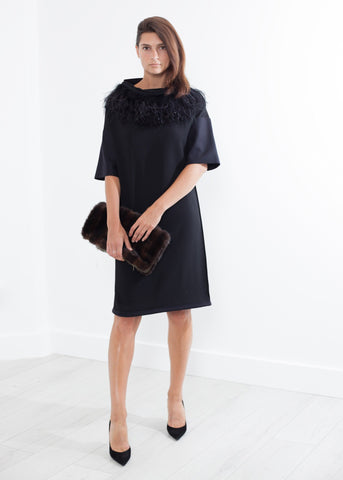 Image of Ostrich Plume Dress in Black