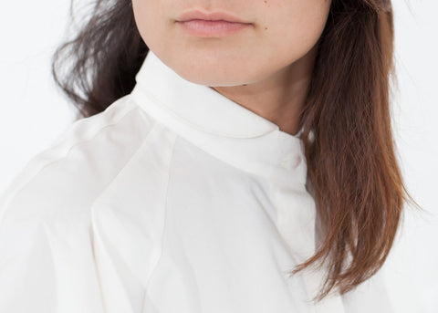 Image of Trim Collar Poplin Blouse in Off White