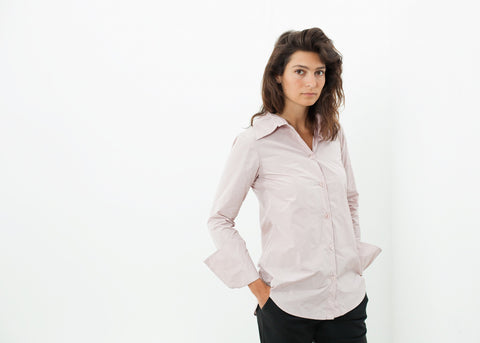 Image of Pointed Collar Blouse in Rose
