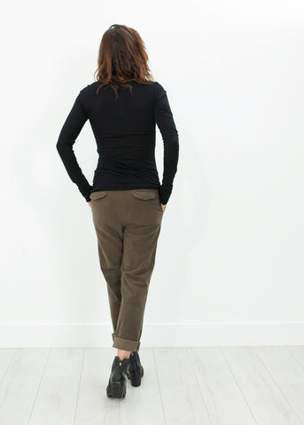 Image of Sueded Cotton Pant in Khaki