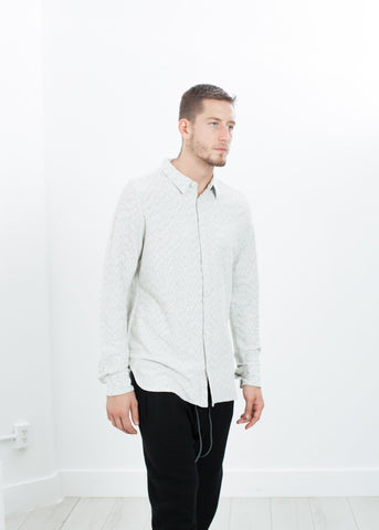 Image of Kasuri Jersey Button-Up in Ivory/Black