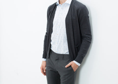 Image of Hidden Placket Cardigan in Charcoal