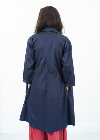 Image of Sateen Trench in Navy