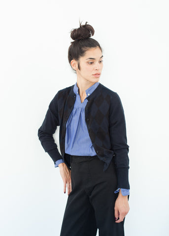 Image of Quilt Pattern Cardigan in Black/Navy