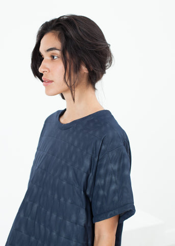 Image of Quilted Mesh T-Shirt Dress in Navy