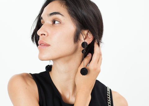 Image of Drop Cluster Earring in Black