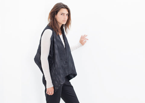 Image of Quilted Mesh Waistcoat in Black/White