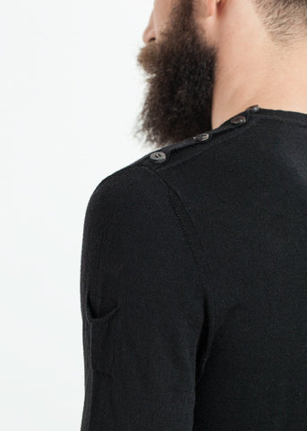 Image of Button Shoulder Pullover in Black