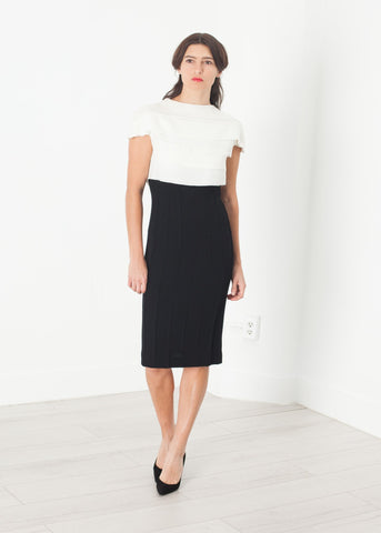 Image of Layered Contrast Dress in Cream/Black