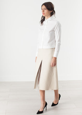 Image of Tulle Pleat Skirt in Cream