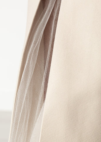 Image of Tulle Pleat Skirt in Cream