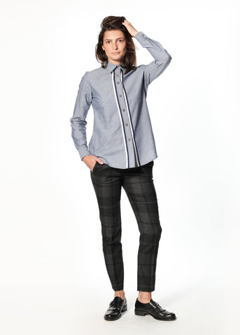 Image of Chambray Boyfriend Shirt in Blue