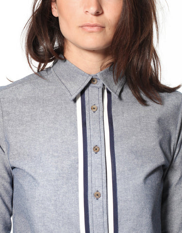 Image of Chambray Boyfriend Shirt in Blue
