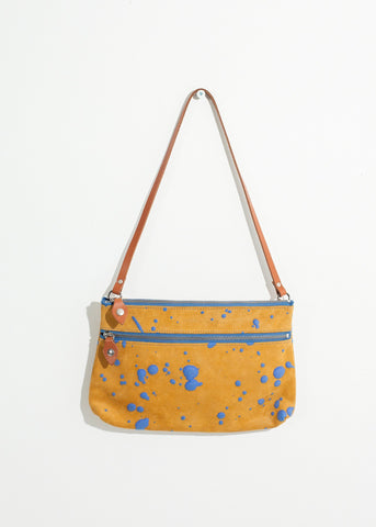 Image of Ink Splatter Shoulder Bag in Mustard/Blue